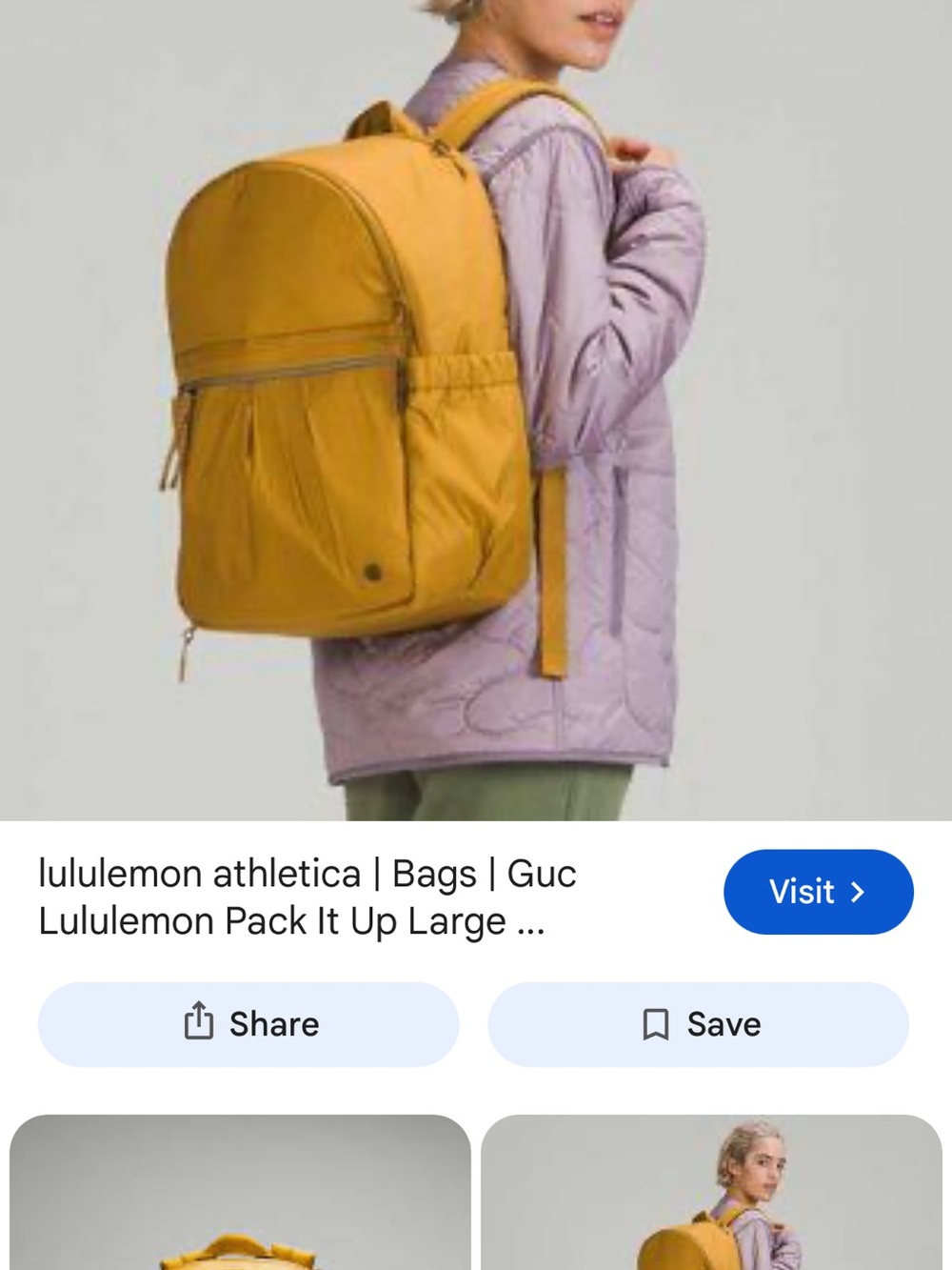 lululemon athletica Mustard Yellow Pack-It Up Large Backpack